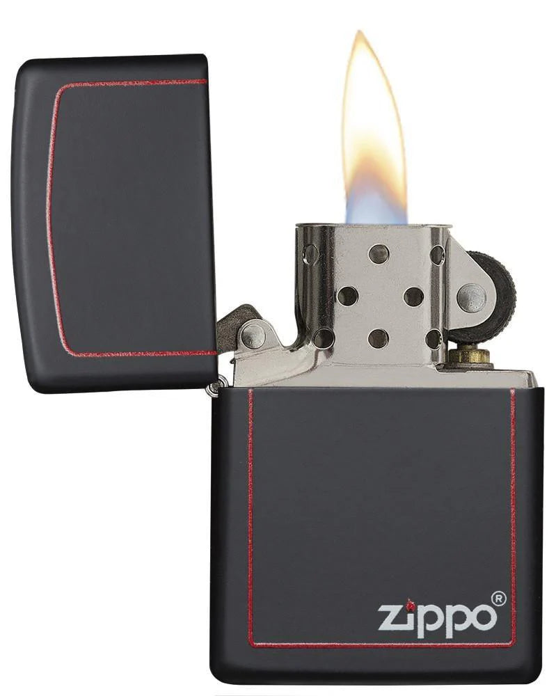 Classic Black with Red Border and Logo Zippo