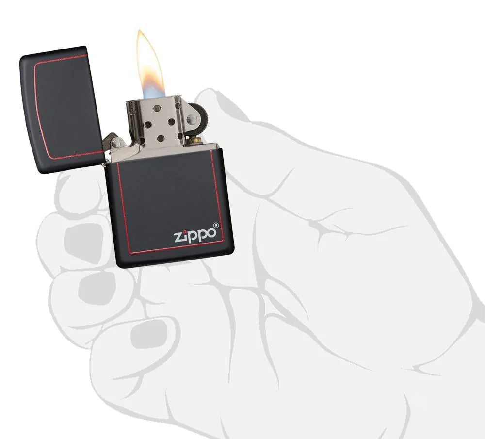 Classic Black with Red Border and Logo Zippo