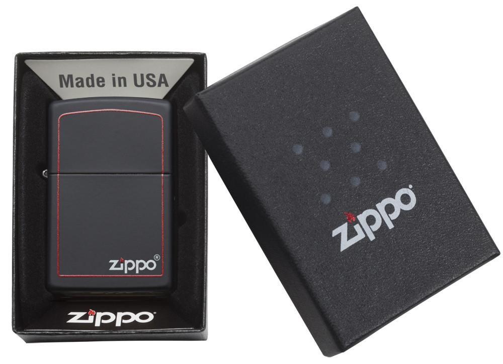 Classic Black with Red Border and Logo Zippo