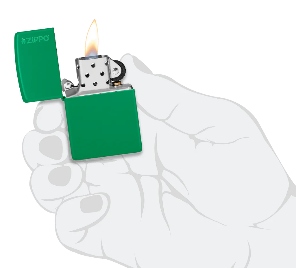 Classic Grass Green with Logo Zippo