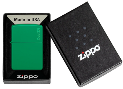 Classic Grass Green with Logo Zippo