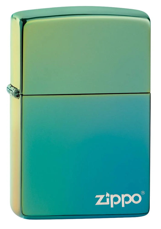 Classic High Polish Teal with Logo Zippo