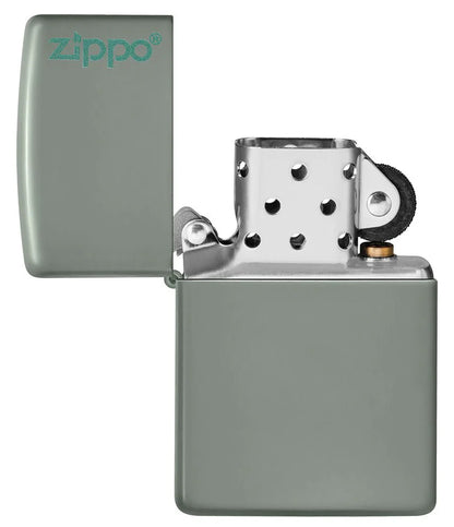 Classic Sage Green with Logo Zippo