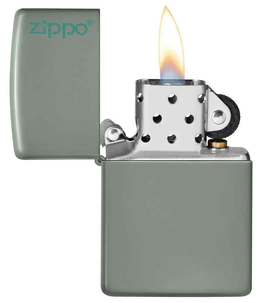 Classic Sage Green with Logo Zippo