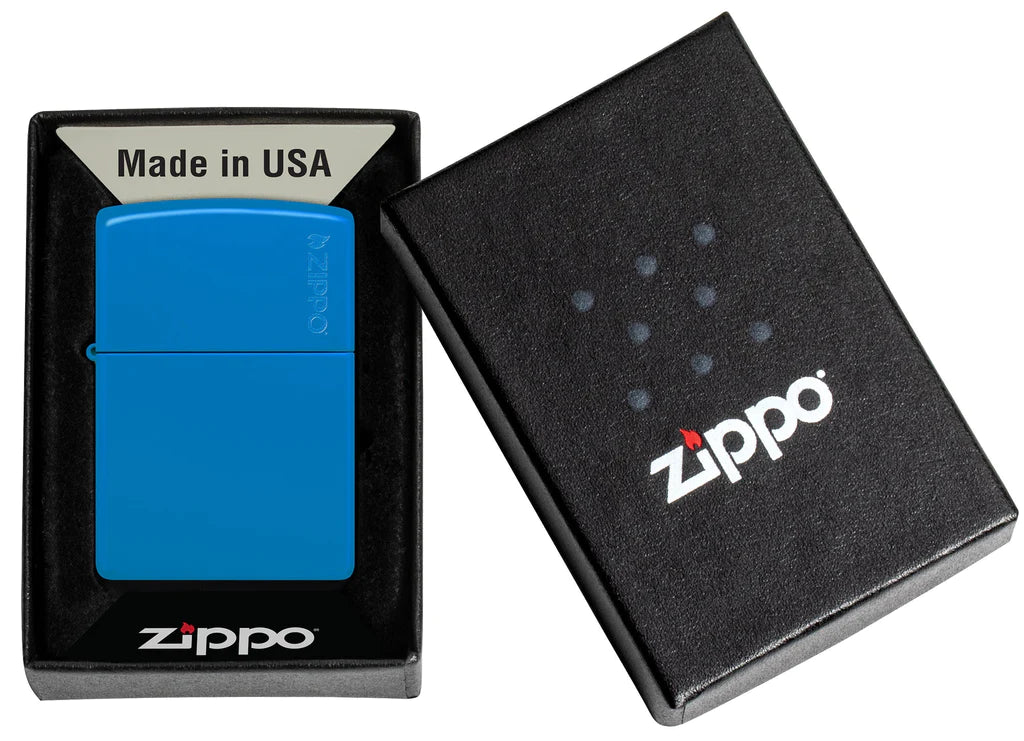 Classic Sky Blue Matte with Logo Zippo