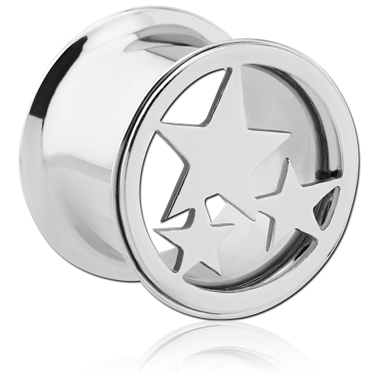 Stars Double Flared Tunnels in Surgical Stainless Steel