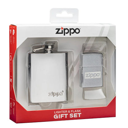 Flask and Zippo Lighter Set