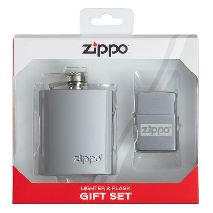 Flask and Zippo Lighter Set