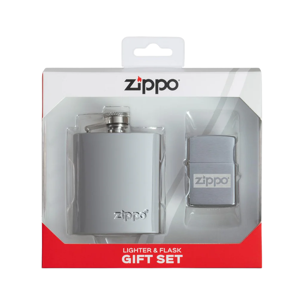 Flask and Zippo Lighter Set