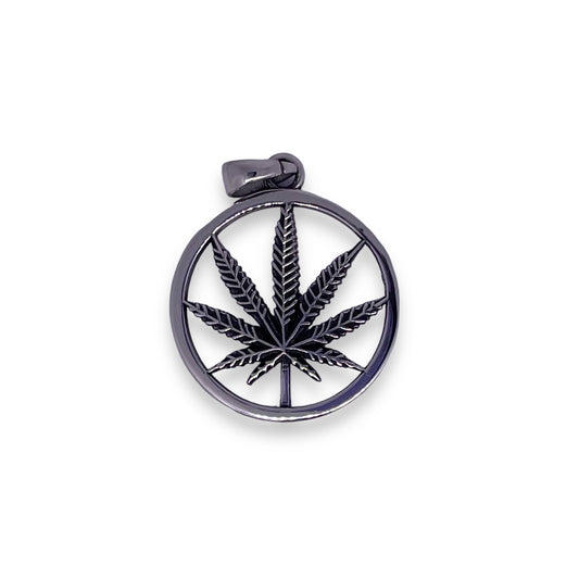 Ganja Weed Pendant in Surgical Stainless Steel