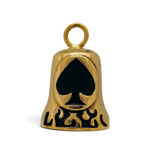 Golden Ace of Spades Gremlin Guardian Biker Bell in Stainless Steel