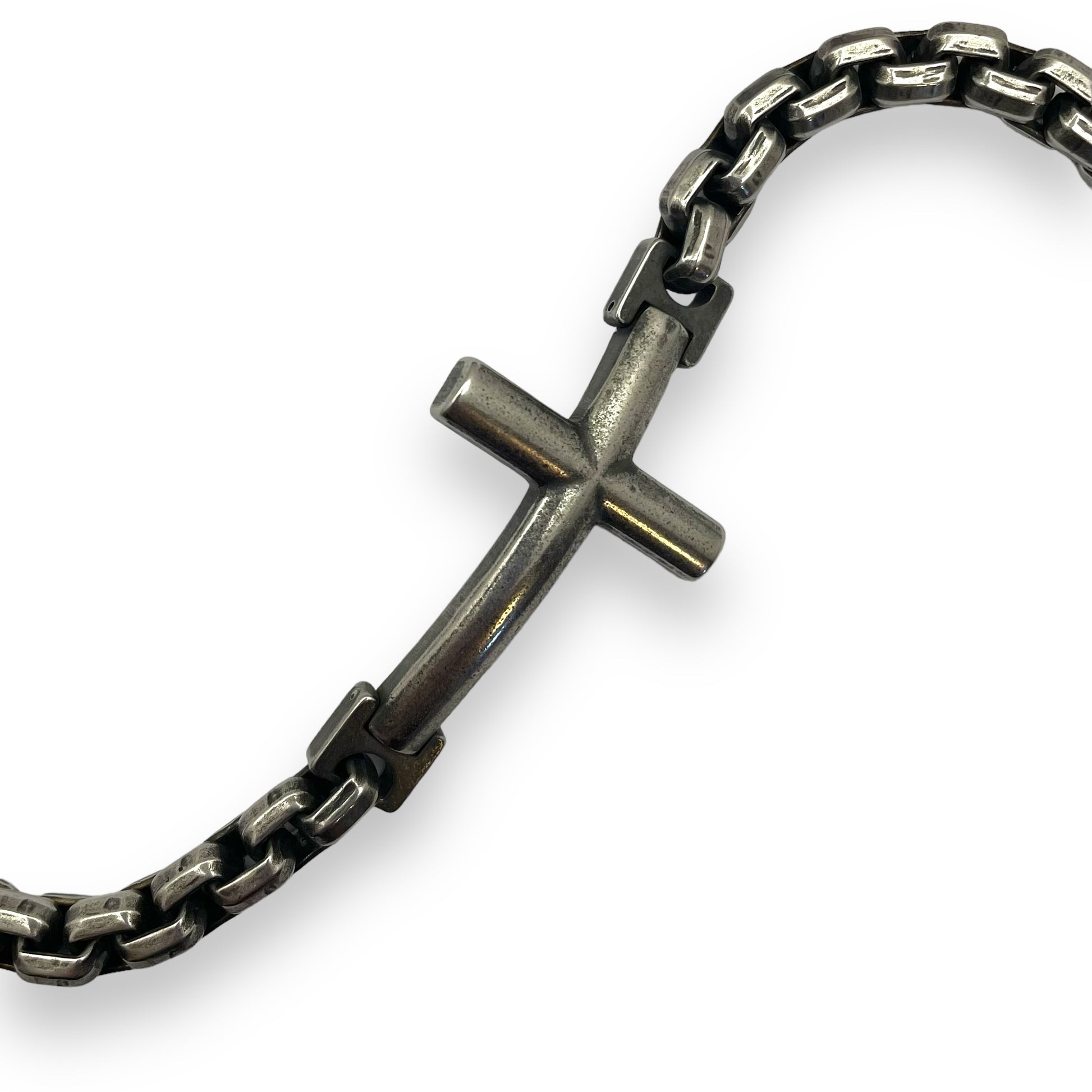 Gunmetal Cross Bracelet in Surgical Stainless Steel