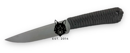 Medium Black Braided Tactical Knife & Sheath