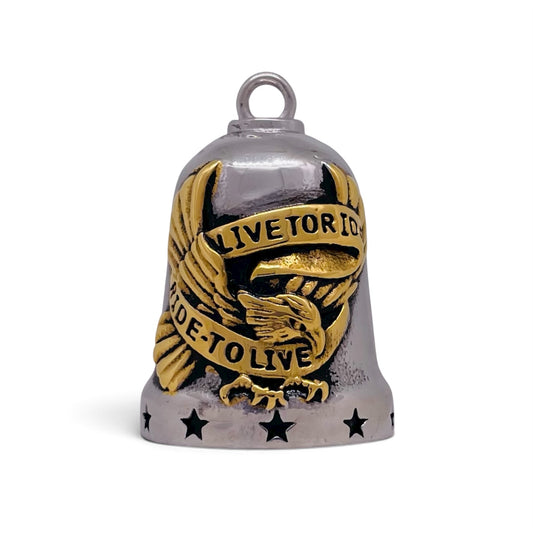 Big Dog Steel Live to Ride Golden Eagle Gremlin Guardian Biker Bell in Stainless Steel