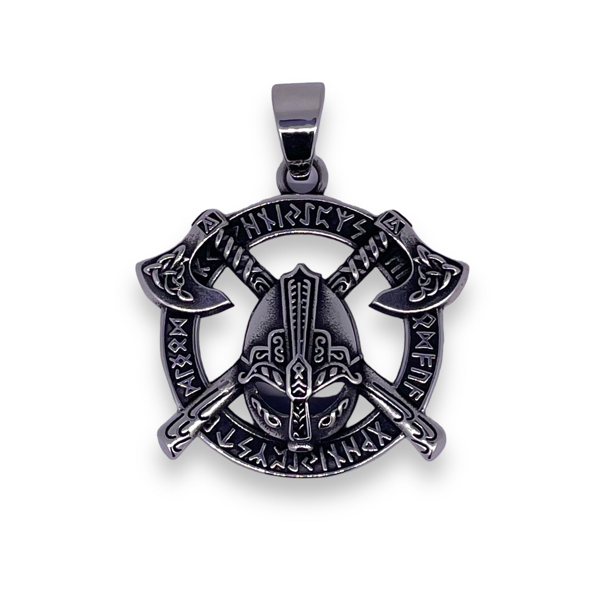 Norse Axes and Helmet Pendant in Surgical Stainless Steel