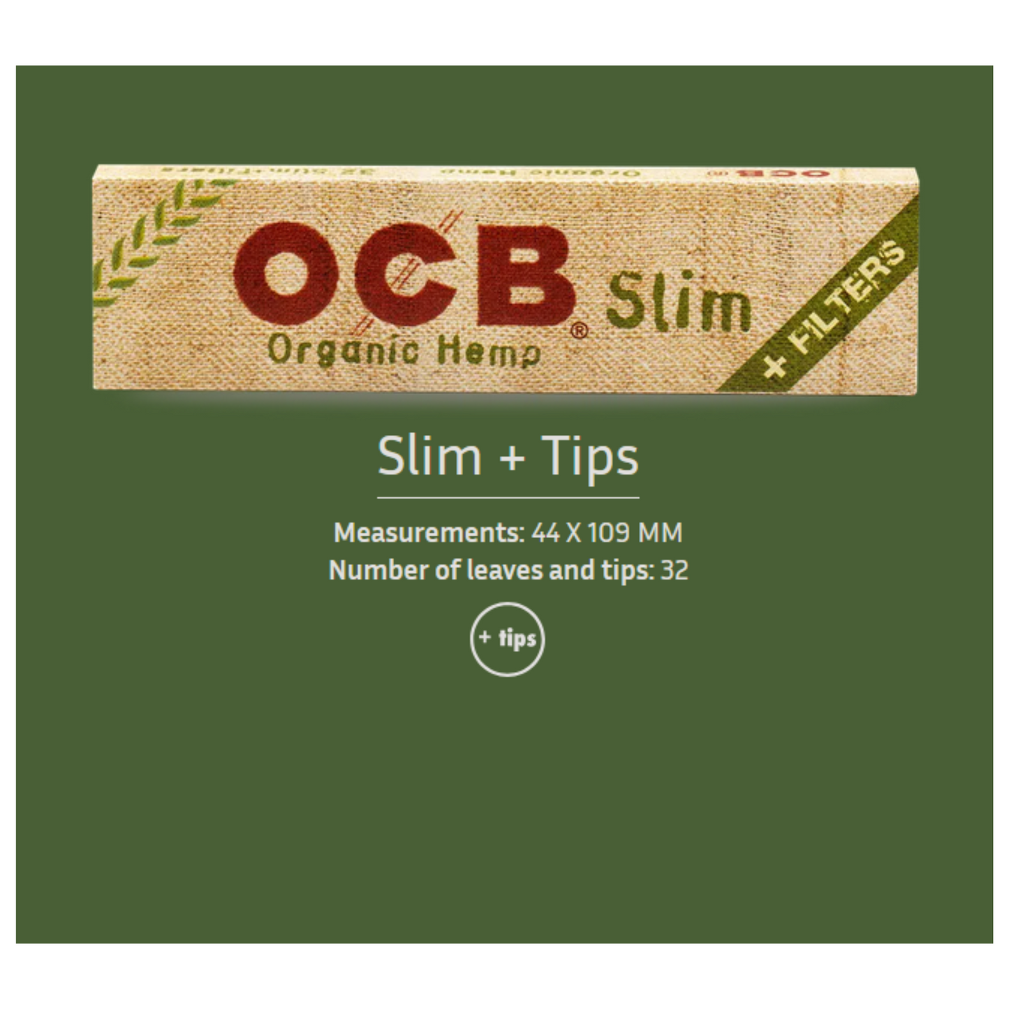 OCB Organic Hemp Slim Rolling Papers with Filters
