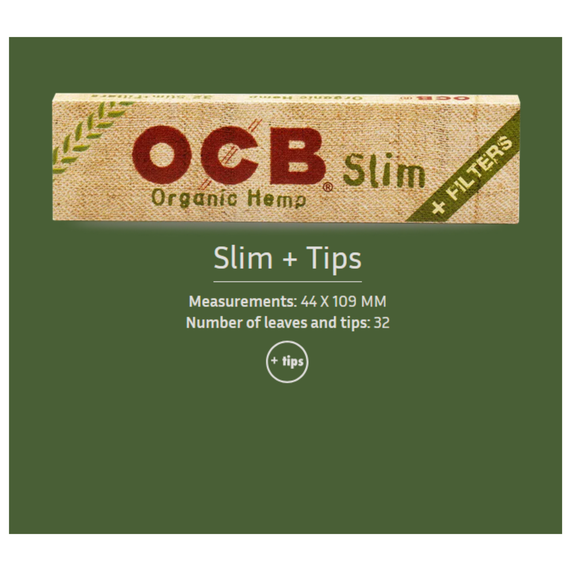 OCB Organic Hemp Slim Rolling Papers with Filters