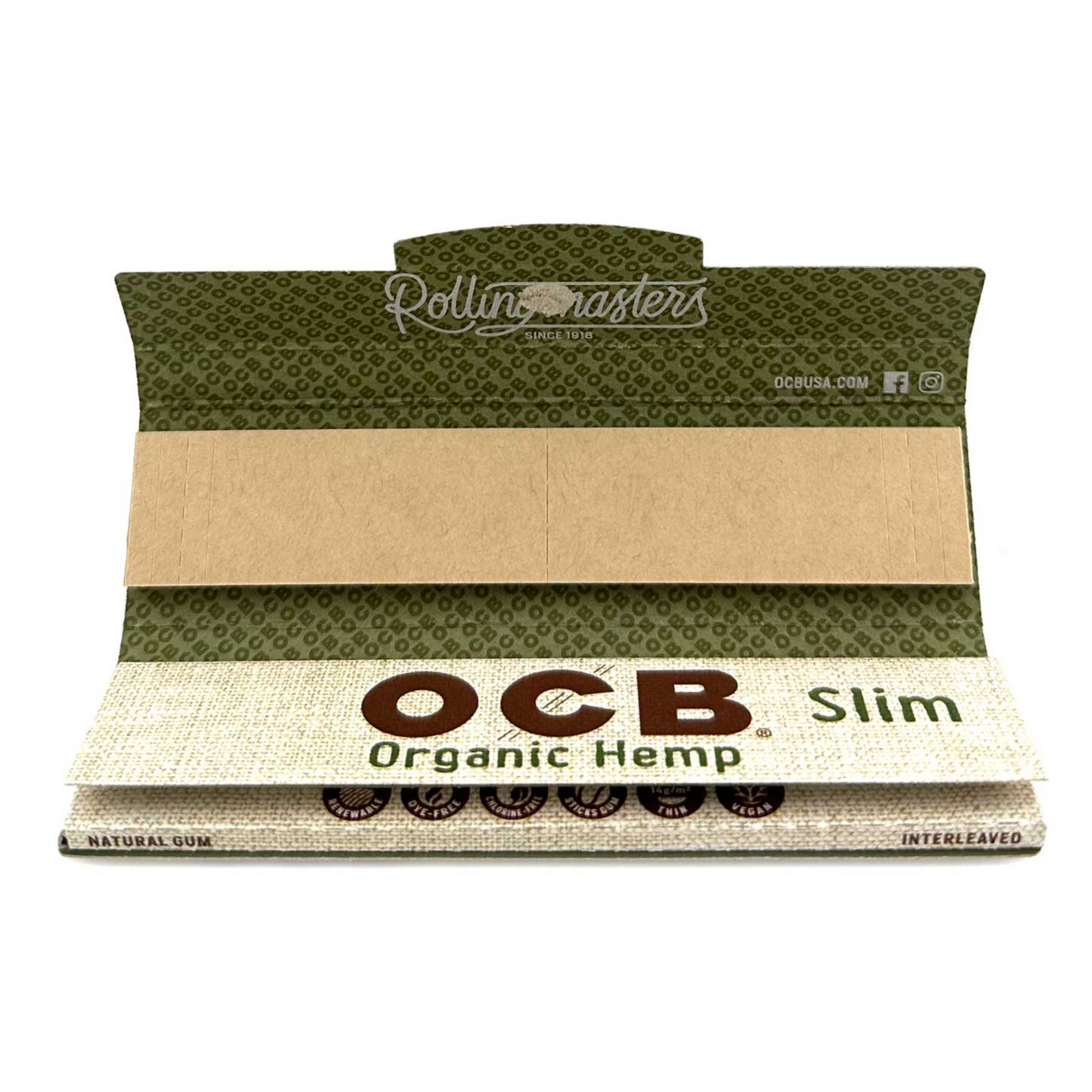 OCB Organic Hemp Slim Rolling Papers with Filters