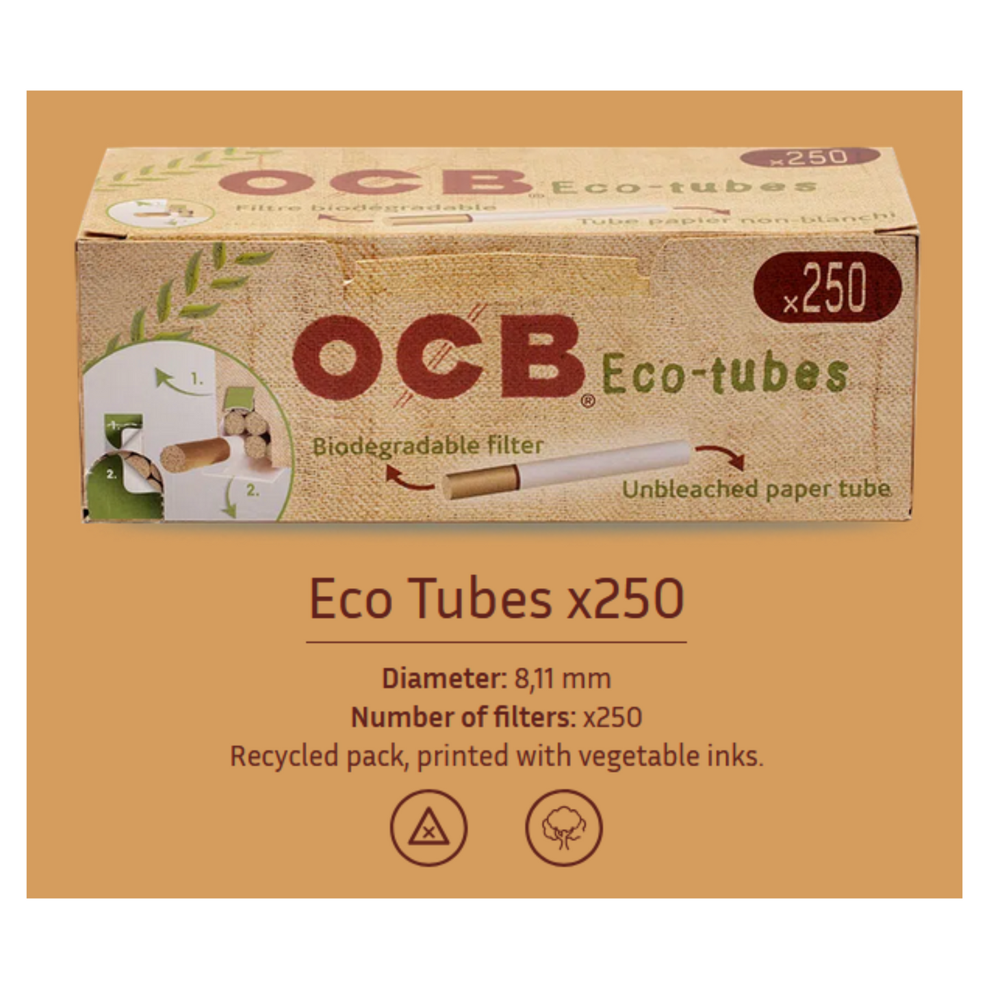 OCB Unbleached Eco Tubes with Biodegradable Filter Paper Tubes [RP0060]