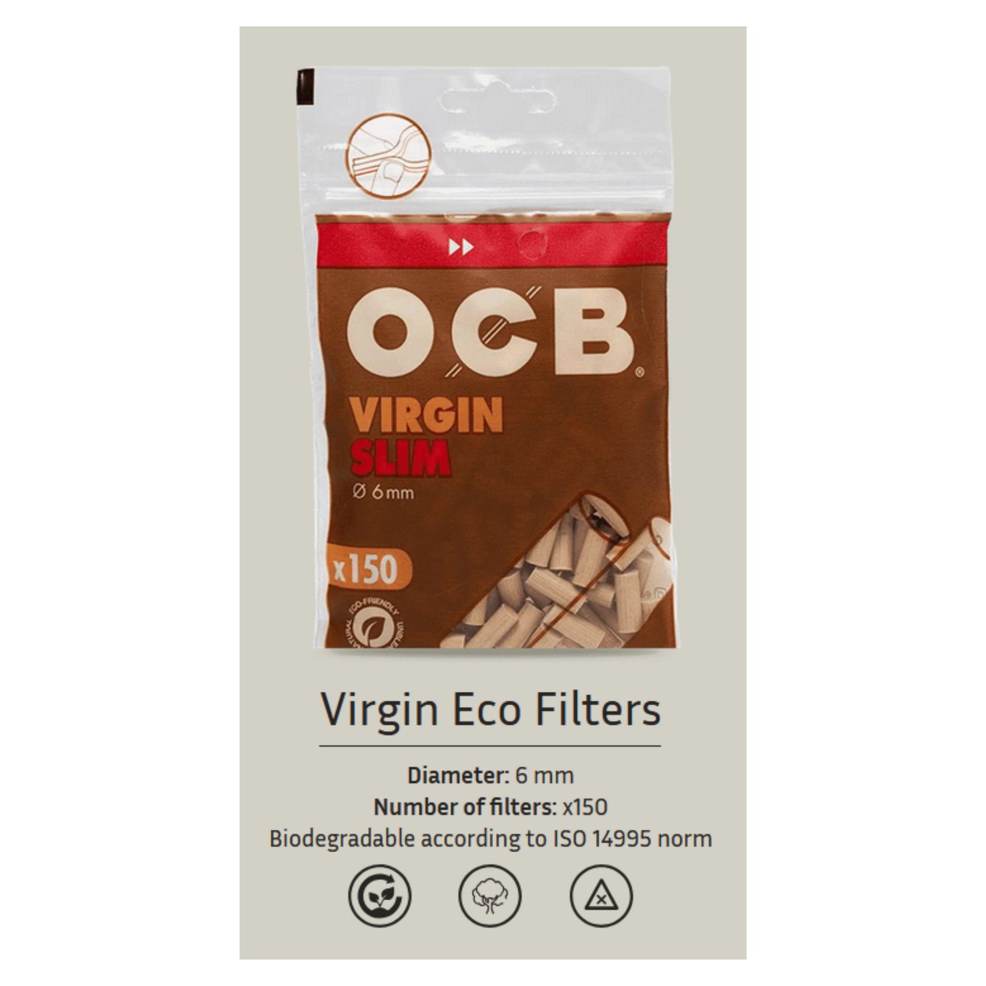 OCB Unbleached Virgin Slim Filters
