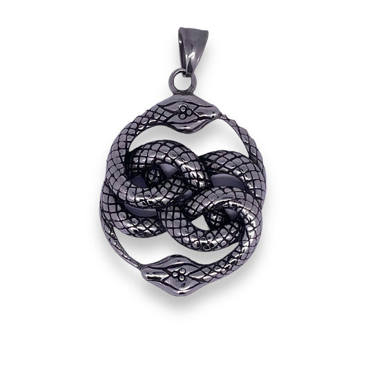 Ouroboros Snakes Pendant in Surgical Stainless Steel