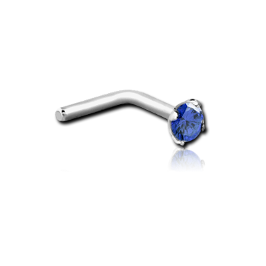 Sapphire Crystal 90° Prong Set Nose Stud in Surgical Stainless Steel 