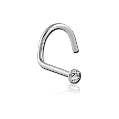 Large Left Curve Nose Stud in Surgical Stainless Steel