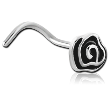 Flower Curved Nose Stud in Surgical Stainless Steel