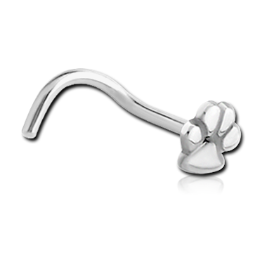 Paw Curved Nose Stud in Surgical Stainless Steel