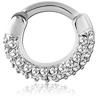 Crystal Round Hinged Septum Clicker in Surgical Stainless Steel