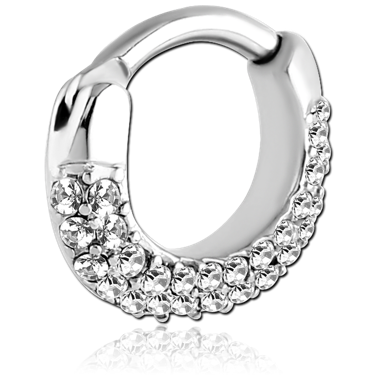 Crystal Round Hinged Septum Clicker in Surgical Stainless Steel