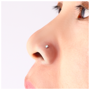 Fuchia Swarovski Curved Nose Stud in Surgical Stainless Steel