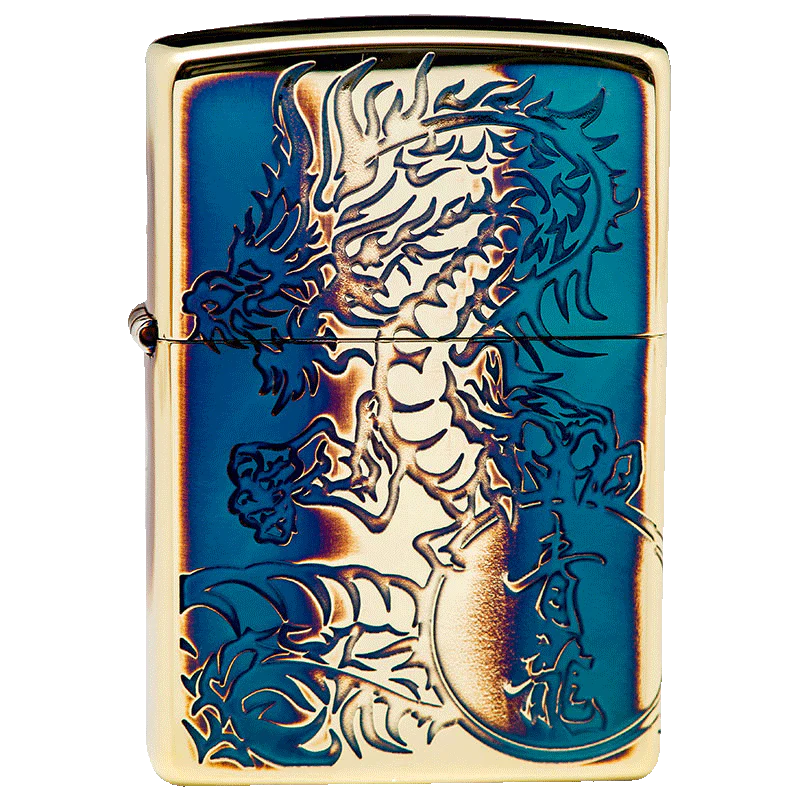 Shishin-Seiryu Brass Oxidised Zippo