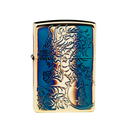 Shishin-Seiryu Brass Oxidised Zippo