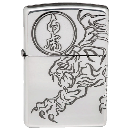 Shishin Byakko Silver Oxidised Zippo