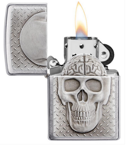 Skull with Brain Surprise Zippo