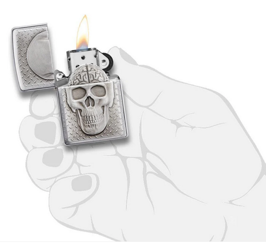 Skull with Brain Surprise Zippo