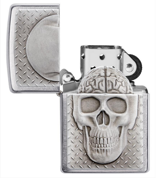 Skull with Brain Surprise Zippo