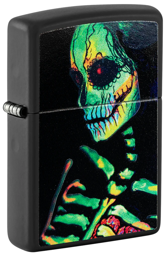 Sugarskull Skeleton Black Light Zippo