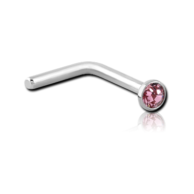 Light Rose Swarovski 90° Nose Stud in Titanium