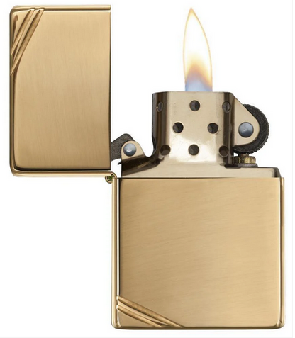 Vintage High Polish Brass with Slashes Zippo