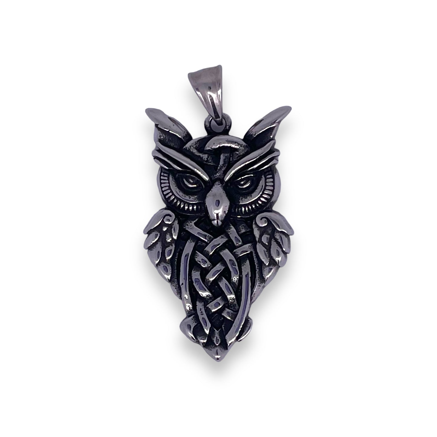 Wise Owl Pendant in Surgical Stainless Steel