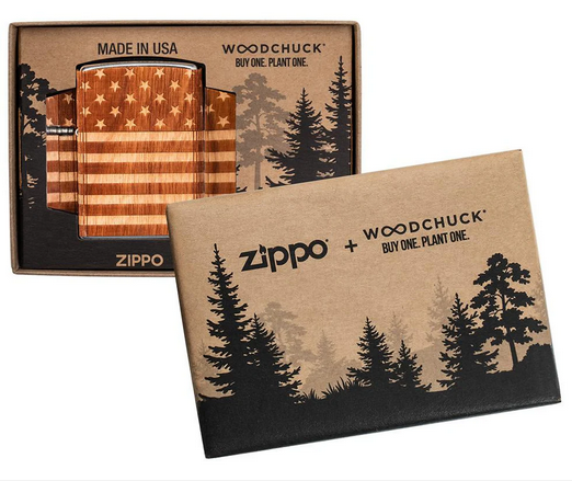 Woodchuck American Flag Wrap Zippo