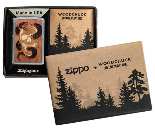 Woodchuck Skull and Snake Zippo