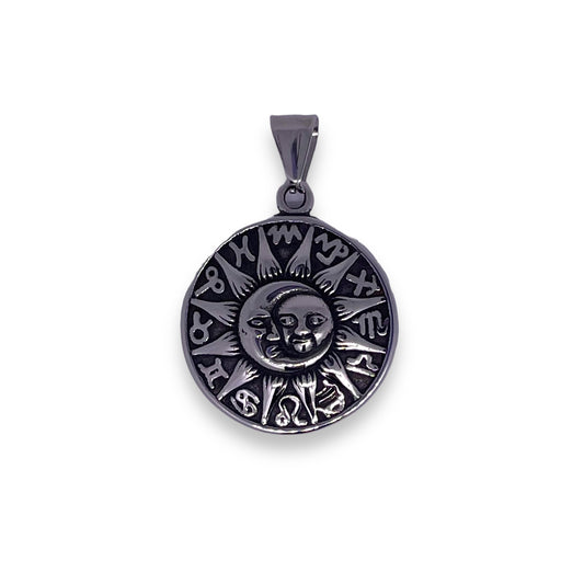 Zodiac Sun and Moon Pendant in Surgical Stainless Steel