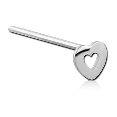 Heart Straight Nose Stud [0256] - Big Dog Steel Surgical Stainless Steel