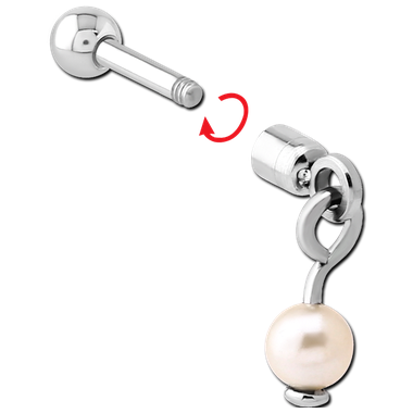 Dangle Pearl Straight Micro Barbell in Surgical Stainless Steel [0167]