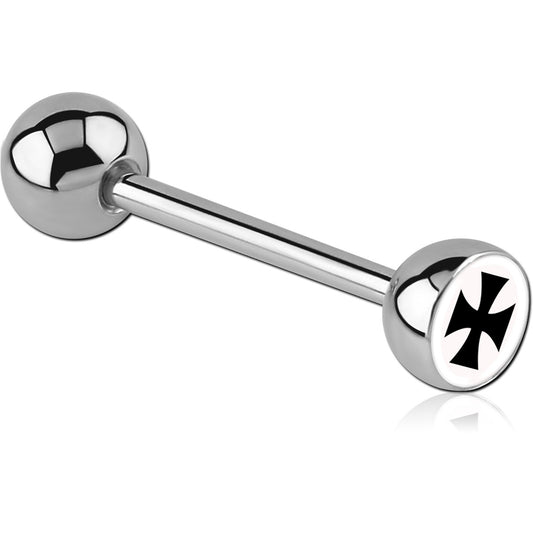 Maltese Cross Straight Barbell in Surgical Stainless Steel [01476]