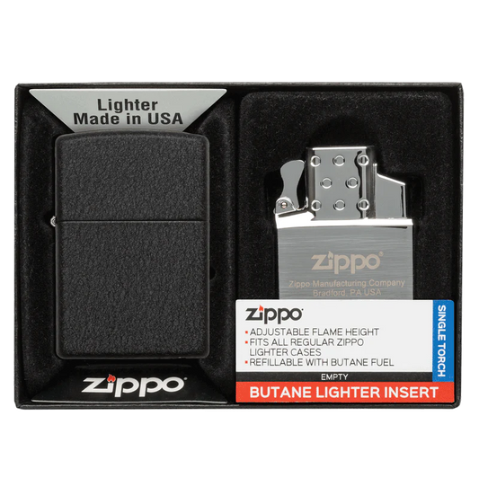 Black Crackle Zippo with Butane Insert Pack