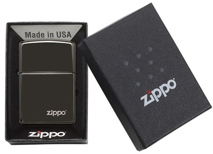 Classic High Polish Black Logo Zippo